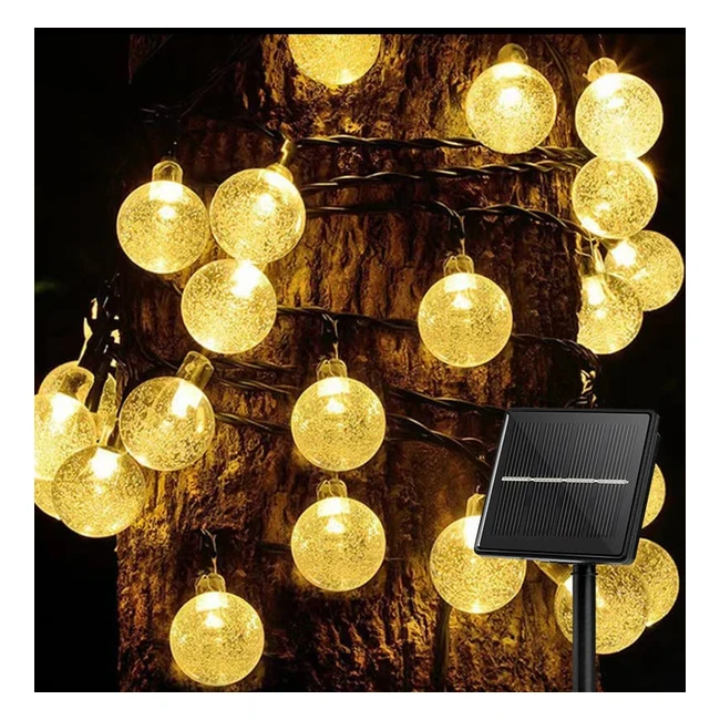 Guirnalda Luces Solares Exteriores 8m 40LED IP65 - Decoración Navidad, Jardín, Terraza, Fiestas - Blanco Cálido