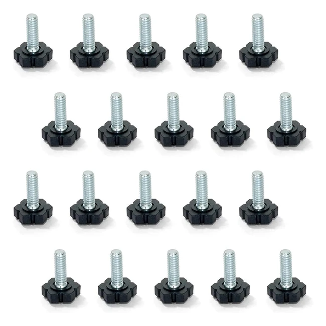 Emuca Leveller Foot Set - 20 Pieces M6x20mm for Furniture Tables Chairs Wardrobe