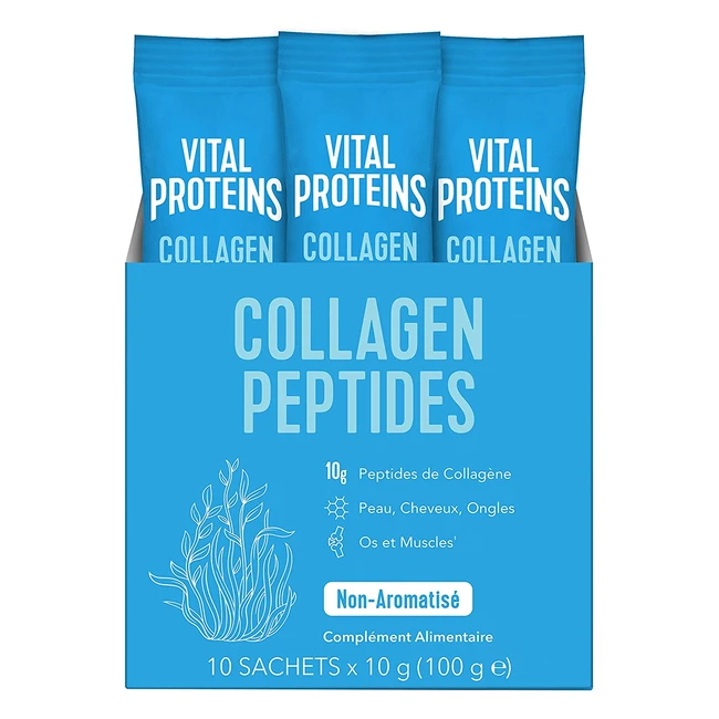 Collagène Vital Proteins en format sticks - Peptides de collagène pour une beauté naturelle - Bote de 10 sticks de 10g