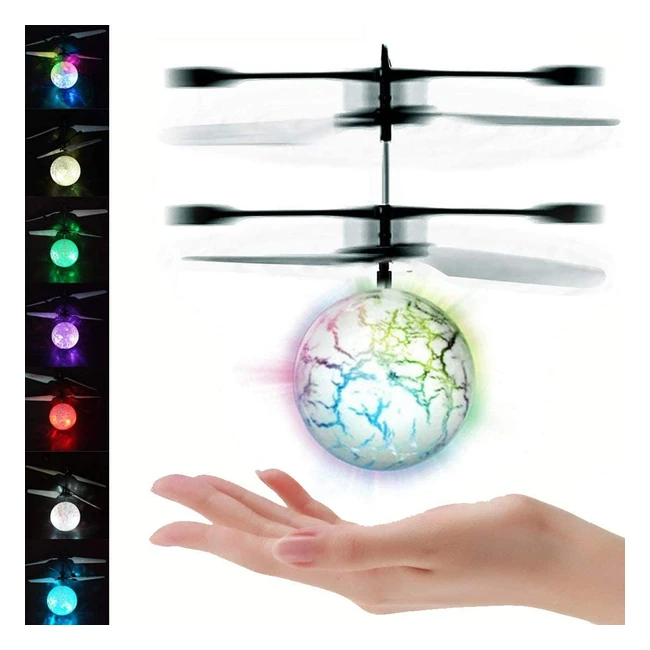 Kizplays Flying Ball Kids Toys - Hand Controlled LED Drone for Boys and Girls 6-12 - Indoor/Outdoor Fun