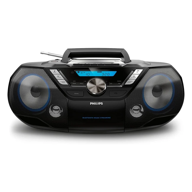 Lecteur CD Portable Philips AZB798T12 Bluetooth USB Radio DAB/FM MP3/Cassette 12W Tout-en-Un Noir
