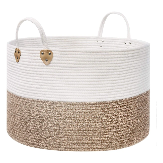 Songmics Cotton Rope Basket - 100L Laundry Storage with Handle Brown  Beige S