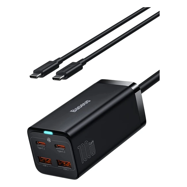 Chargeur USB-C 100W Baseus GAN III PPS avec 4 ports - Compact et rapide pour MacBook Pro, iPad Pro, Galaxy S22, Dell XPS 13, iPhone 13 et Steam Deck
