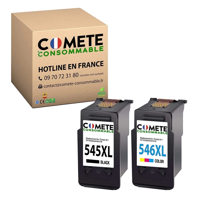 Cartouches d'encre Comete 545 546 XL compatibles avec Canon - Marque française - Noir et Couleurs