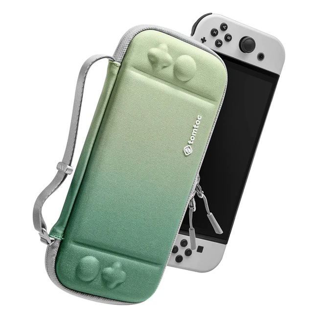 Funda Protectora Tomtoc para Nintendo Switch y Switch OLED - Estuche Delgado con Espacio para 10 Cartuchos de Juego - Protección Militar - Patente Original - Verde Matcha