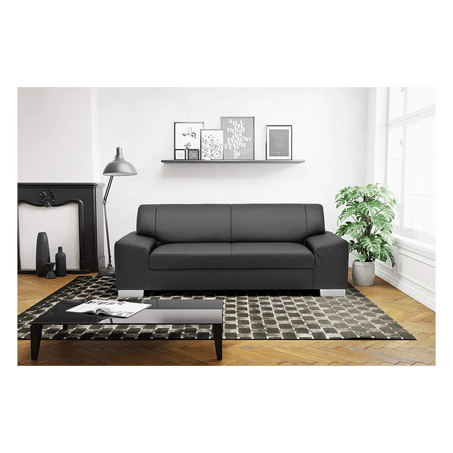 Domo Collection Alisson Sofa - 3-Sitzer Couch, Schwarz, 199x83x75 cm