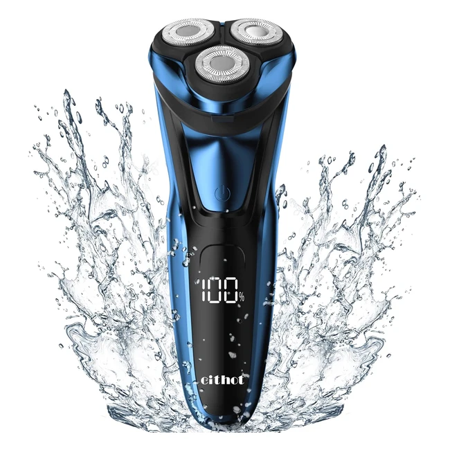 Rasoir électrique pour homme IPX7, têtes rotatives avec tondeuse barbe de précision, sec et humide, RS8336 bleu
