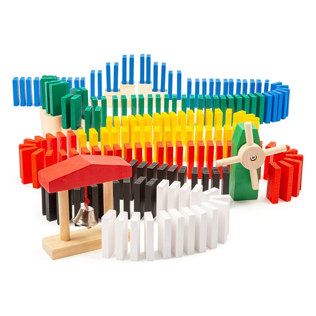 Small Foot Domino Rally Holz-Kettenreaktionsspiel 490 Teile für Kinder ab 3 Jahren 11402