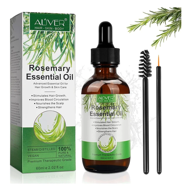 Rosemary Oil for Hair Growth & Skin Care - Nourish Scalp, Stimulate Growth, Improve Circulation - 60ml