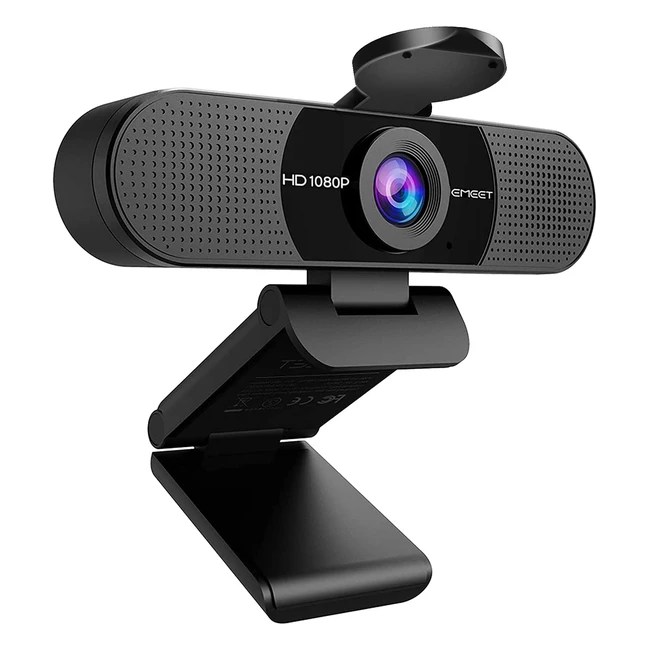 1080P Webcam with Microphone - eMeet C960 for Professional Video Streaming, Privacy Cover, 90° View, Plug and Play USB Webcam for Laptop/Desktop, Online Calling/Conference, Zoom/Skype/Facetime/YouTube