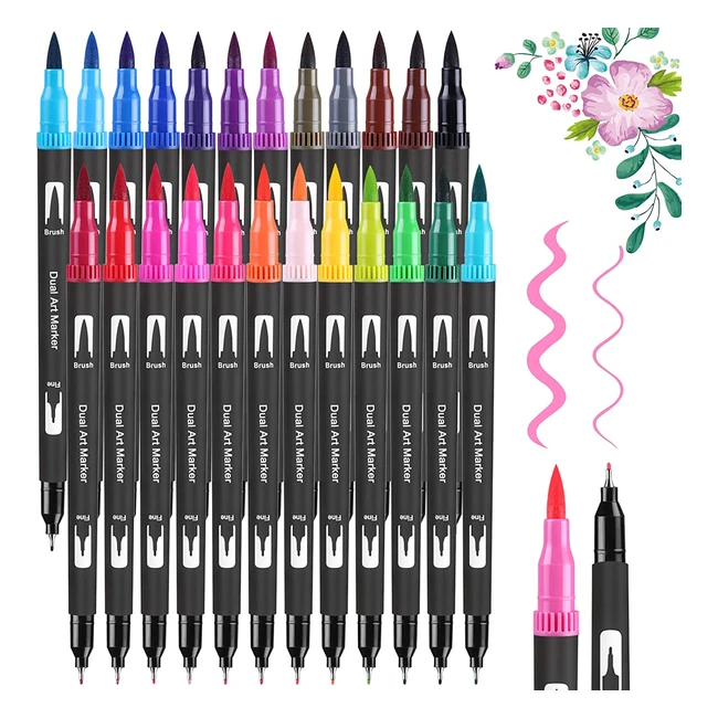 Pennarelli Brush Pen Lettering Furnizone - 24 colori acquerelli con punte doppie