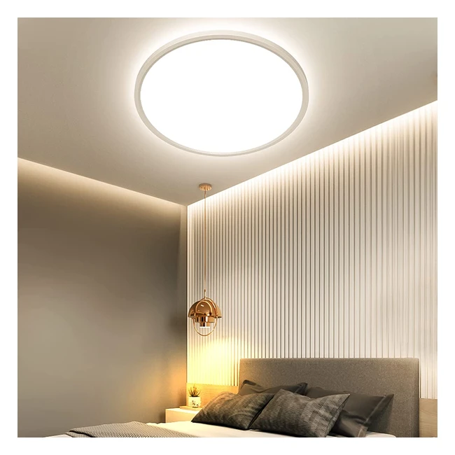 Plafón LED redondo OTREN 24W 2400lm, luz cálida 3000K, ultra delgado para techo de dormitorio, baño, cocina, pasillo y sala