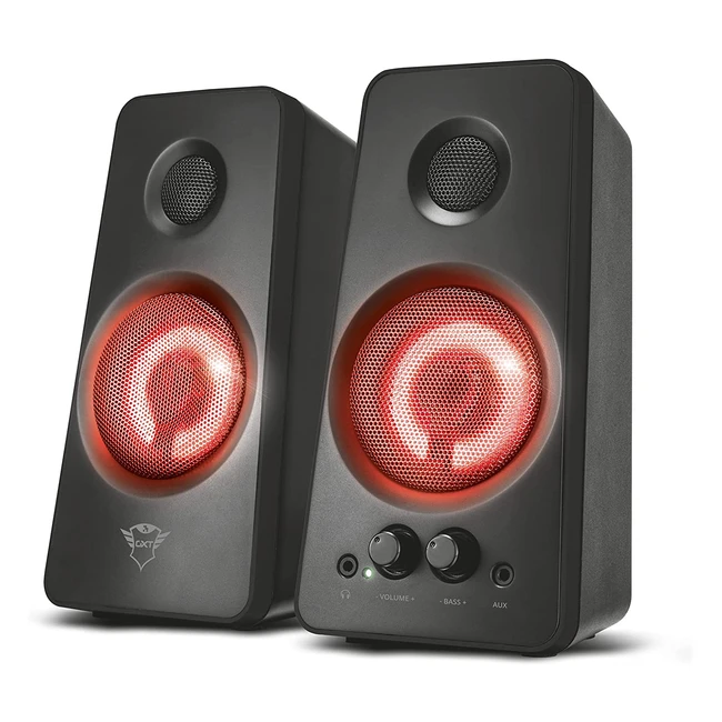 Trust Gaming GXT 608 Tytan 20 PC Speakers - 36W Peak Power, LED Lights, USB Powered, Headphone Connection