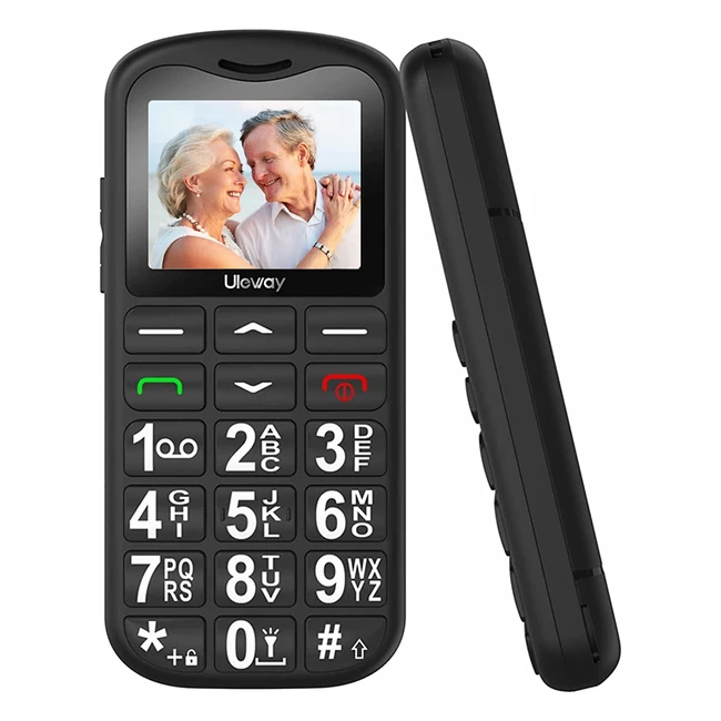 Uleway Big Button Mobile Phone for Elderly - Unlocked GSM with SOS Button, Torch, FM Radio, Dual SIM - Easy to Use for Seniors - Black