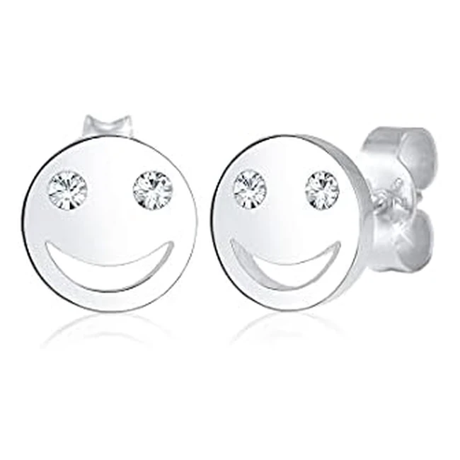 Orecchini Donna Elli Smiley Face Emoji con Cristallo Argento Sterling 925