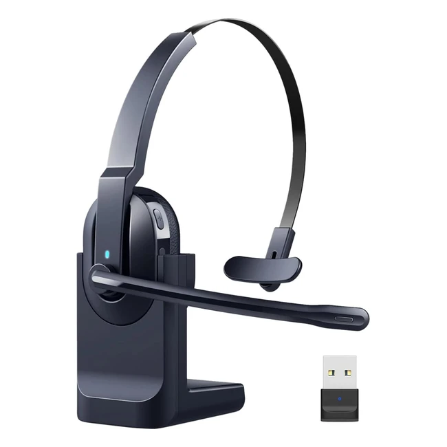 Huakua Bluetooth Headset with Noise Reduction and AI Cancellation - 50 Hours Talk Time - USB Dongle Included
