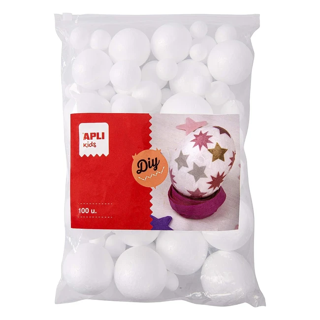 Sachet de 100 boules en polystyrène de diamètres assortis pour loisirs créatifs - Apli Kids 17456