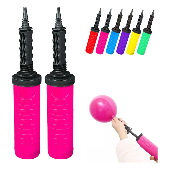 Balloon Pump 2 Pack - Hand Manual Inflator for Party Decoration Balloons - Efficient Dual Action Pump