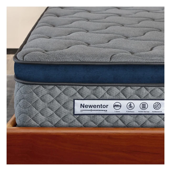 Newentor 4ft Small Double Mattress - Medium Firm Memory Foam Pocket Sprung Mattress with 7 Zone Comfort Support, OEKO-TEX Certified for Children and Adults