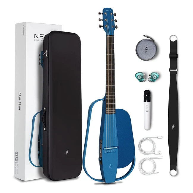 Guitarra acústica eléctrica Enya NEXG de fibra de carbono con altavoz inalámbrico de 50W y micrófono azul