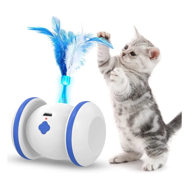 Juguete Interactivo para Gatos Liieypet USB Recargable con 4 Plumas y LED Azul