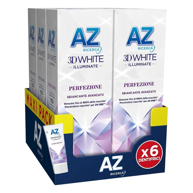 Dentifricio AZ 3D White Perfezione - Sbiancamento Professionale Avanzato - Maxi Formato 6x50ml
