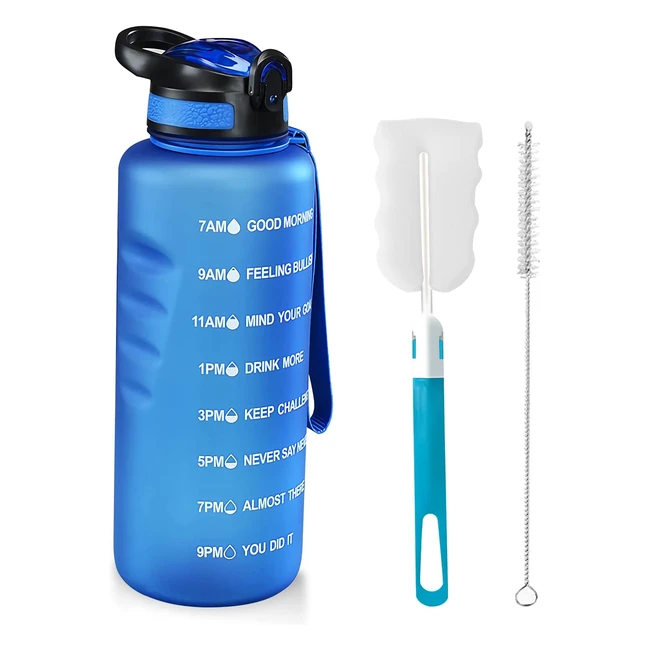 Bouteille d'eau 1,5L sans BPA en Tritan avec paille et horodateur - Accessoire parfait pour le sport et la remise en forme
