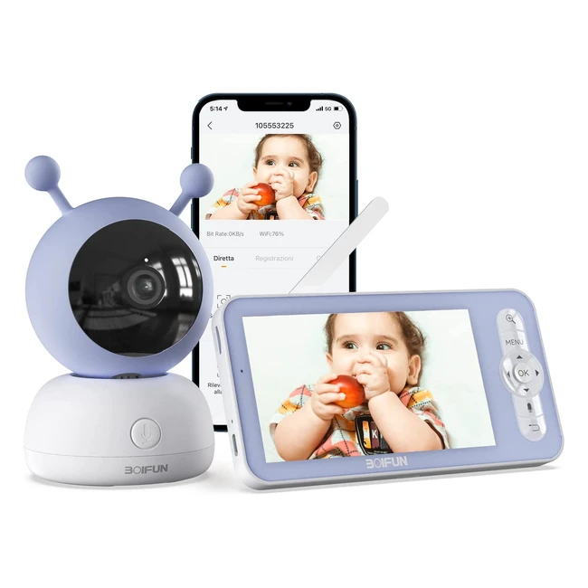 Caméra bébé Boifun 1080p PTZ 355 avec détection de mouvement et de son - Contrôle via smartphone