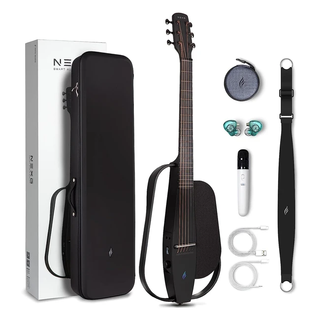 Guitarra acústica eléctrica Enya NEXG de fibra de carbono con altavoz inalámbrico de 50W y micrófono inalámbrico - Negro