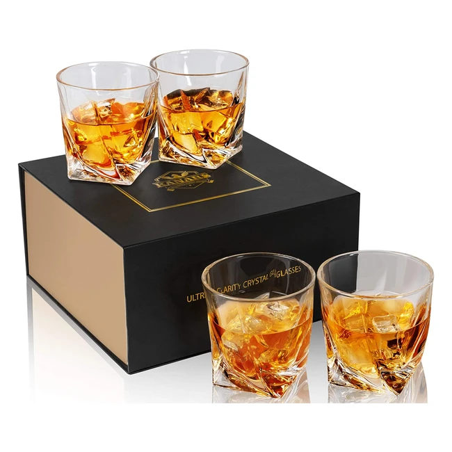 Set di 4 bicchieri in cristallo per whisky e cocktail Kanars 300ml - Regalo per