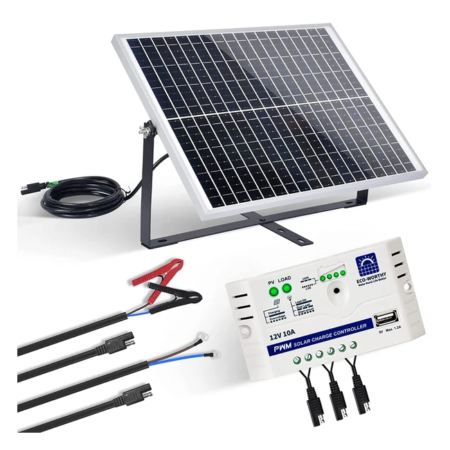 Panel Solar Monocristalino 25W ECO-WORTHY IP65 con Controlador USB para Barcos y