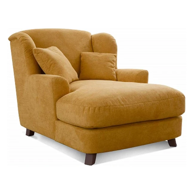 Cavadore XXL-Sessel Assado, Holzfüße, große Sitzfläche, inkl. 2 Zierkissen, Webstoff gelb