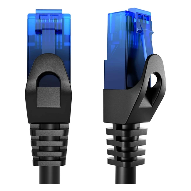 KabelDirekt UTP Ethernet Kabel 0,25m - Schwarz/Blau - Gigabit Netzwerk-Kabel für Computer, Router, Switches, DSL Modems und mehr