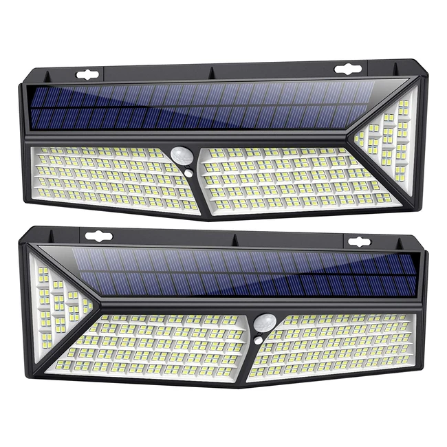 Foco Solar Exterior Kilponen 430 LED USB 270° 4400mAh con Sensor de Movimiento y 3 Modos Inteligentes - Pack de 2