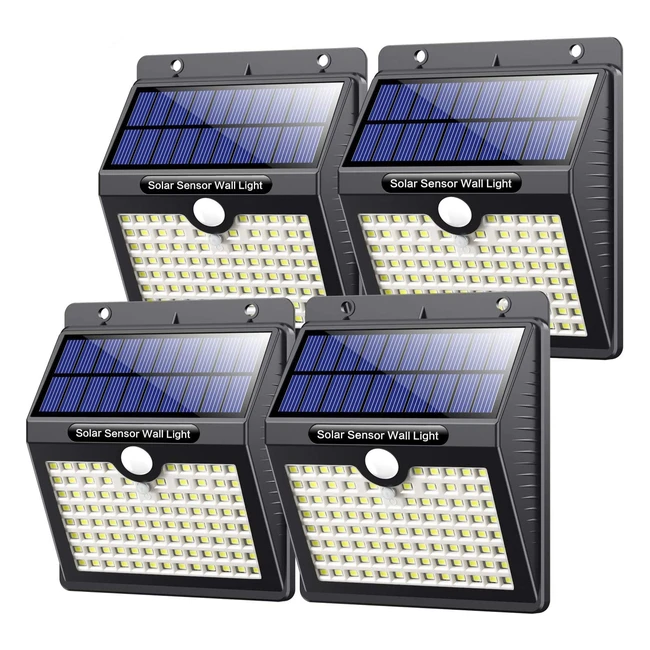 Lampade Solari LED Esterno Vooe 97 LED 1000 Lumen - Sensore di Movimento - IP65 - 4 Pezzi