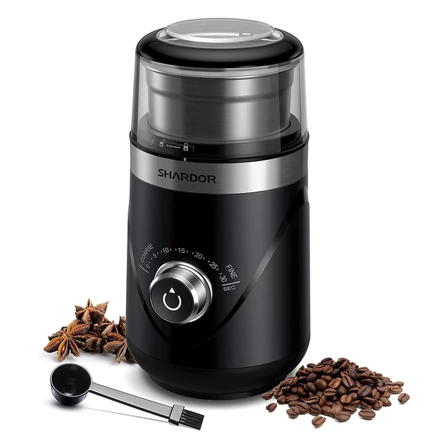 Shardor Electric Coffee Grinder - Adjustable Precision, Removable Stainless Steel Cup, Powerful 25000RPM Motor
