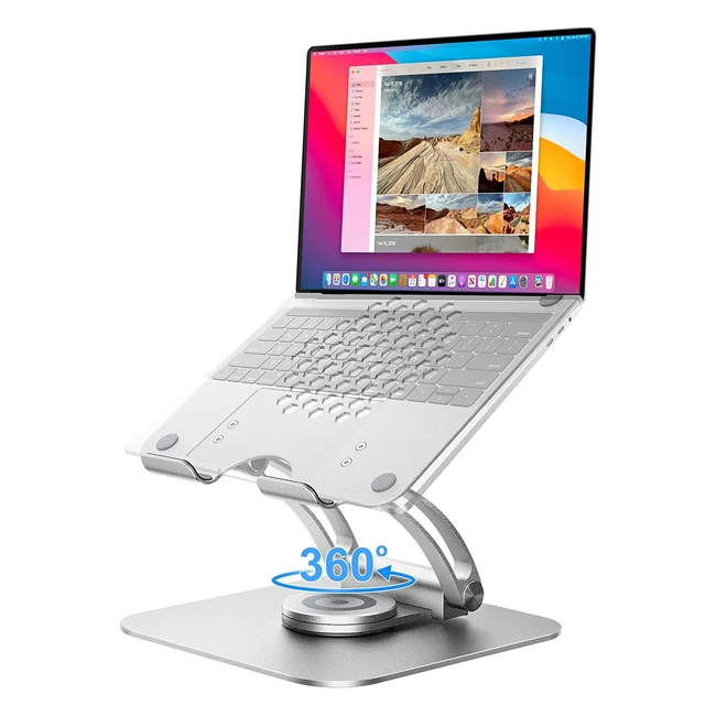 Adjustable Laptop Stand with 360° Rotation - Ergonomic Holder for MacBook Air/Pro and All Laptops - Tounee 1016Silver