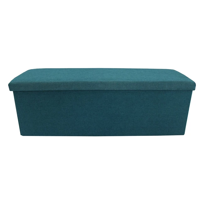 Pouf de rangement double coton turquoise Rebecca Mobili - Dimensions 37x110x38cm HxLxl - ART RE6174
