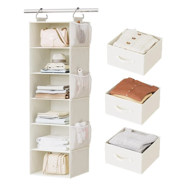 Pipishell Closet Organizer - 6 Shelves, 3 Drawers, Side Pockets | Maximize Closet Space
