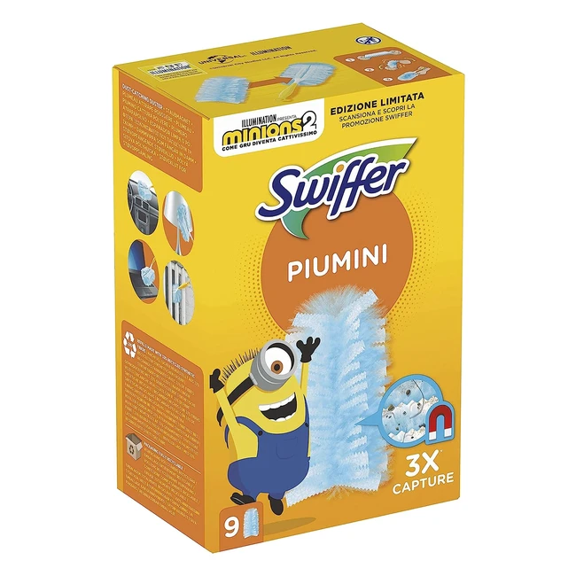 Swiffer Piumini Duster - Cattura e Intrappola Polvere e Sporco - 9 Piumini - Formato Maxi