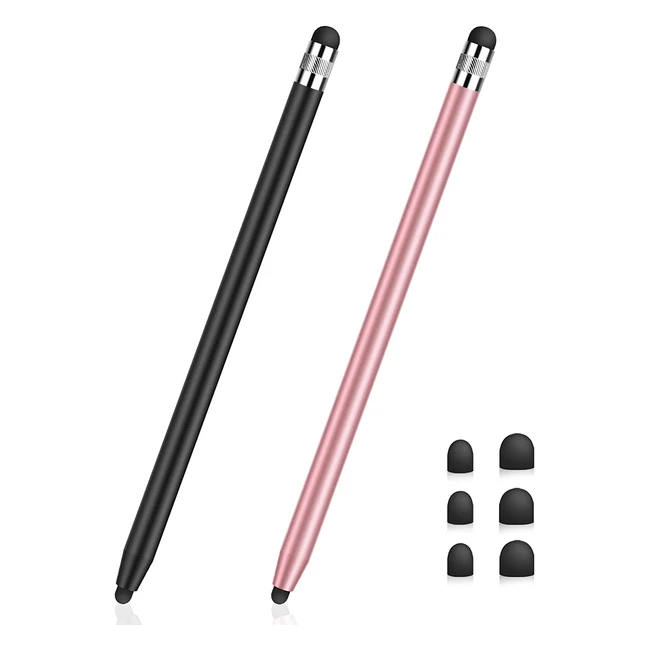 MEKO Stylus Pens for Touch Screens - Universal 2-in-1 Capacitive Tablet Pen for iPhone, iPad, Samsung, and More - Black/Rose Gold