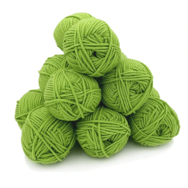Acrylic Green Knitting Wool for Crochet - 6 x 25g - Premium Quality Yarn