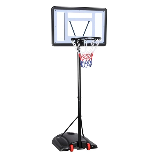 Yaheetech Basketballkorb mit Rollen, höhenverstellbar 219-279 cm, Standfuß aus PE, wetterfestes Nylonnetz