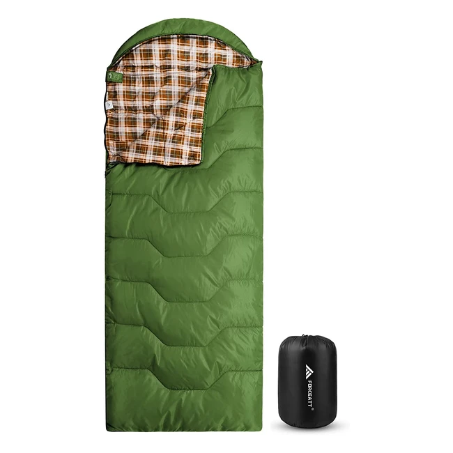 Saco de dormir rectangular Forceatt 5c10c para acampar en 34 estaciones con capucha y bolsa de compresión
