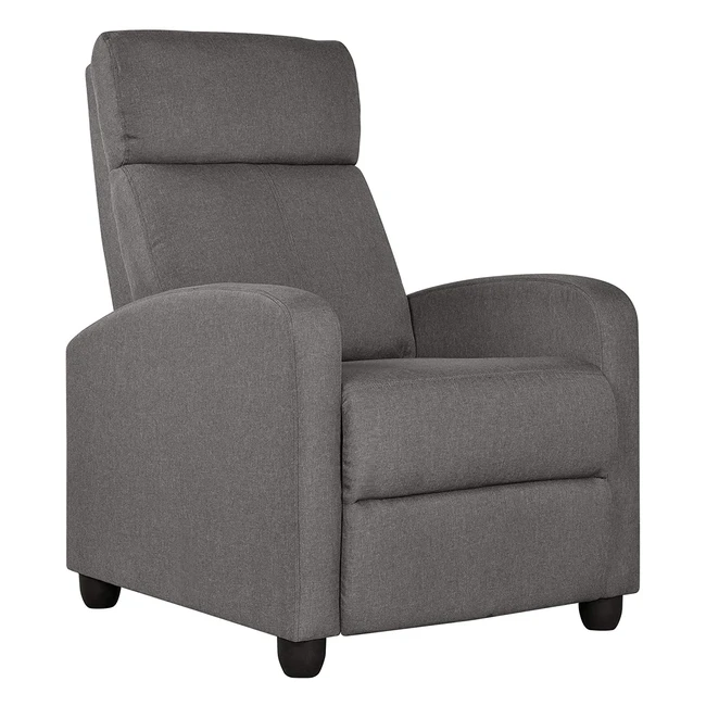 Yaheetech TV Sessel mit verstellbarer Beinstütze und Neigefunktion - bis 120 kg - Einzelsofa 140° neigbar - Leinenstoff Grau