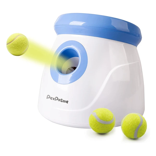 Pet Prime Automatic Dog Ball Launcher - Interactive Fetch Toy for Dogs - Includes 3 Mini Tennis Balls