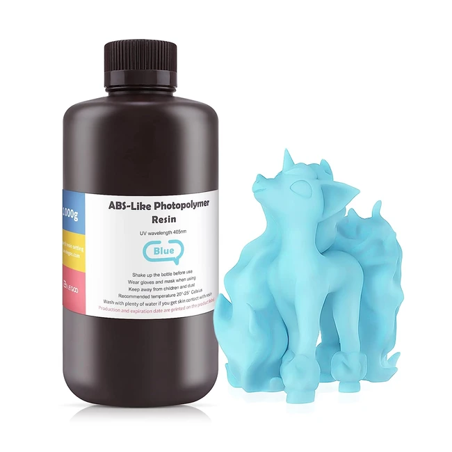 ELEGOO ABS-Like 3D Printer Resin - High Precision, Fast Curing, Non-Brittle Photopolymer Resin for LCD Printers - Blue 1000g