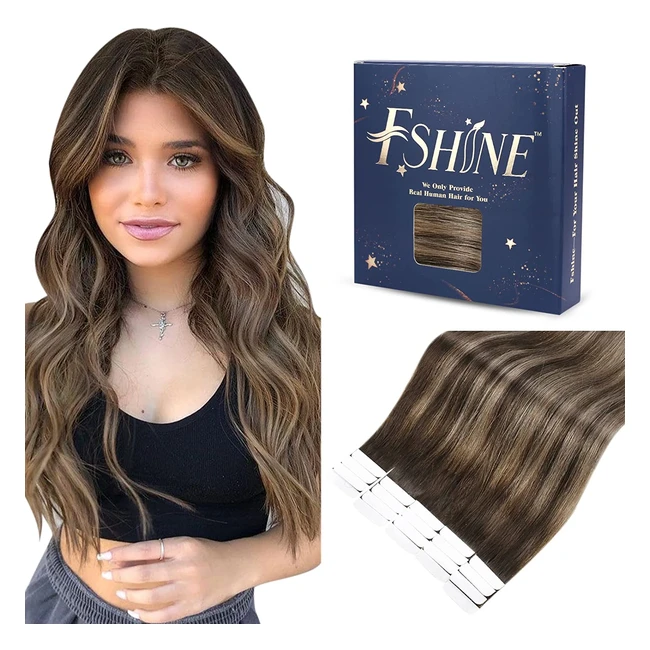 Estensioni capelli Fshine biadesive 50g 20pz lisci 45cm Remy hair colore 2/6/2 marrone scuro adesive