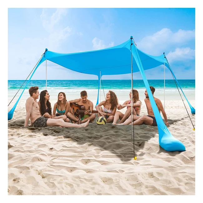 Commouds Beach Tent Sun Shelter UPF50 - Portable and Easy Set Up for Family Shelter on Beach, Camping, Fishing and Outdoors