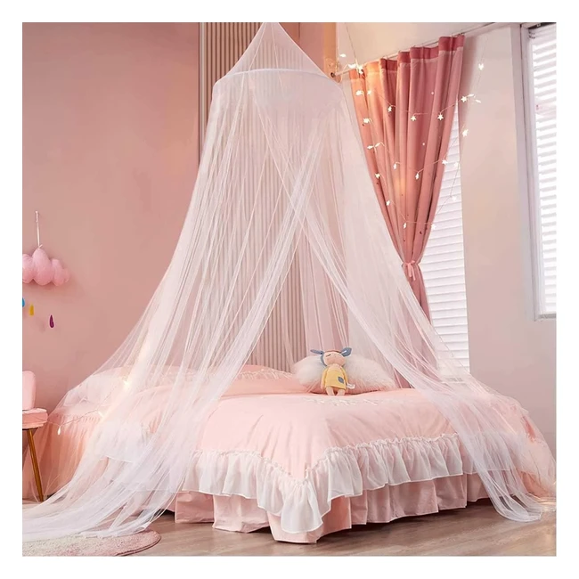 White Mosquito Net for Bed Canopy - Large Dome Hanging Net Tent for Single/Double Bed - 12m Coverage - Ideal for Home or Holidays